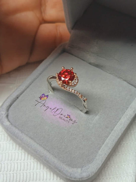 RED CRYSTAL Ring  (925 Real silver)